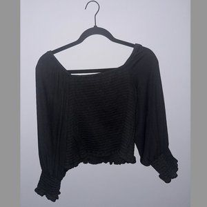 Anthropologie Puff Sleeved Black Top
